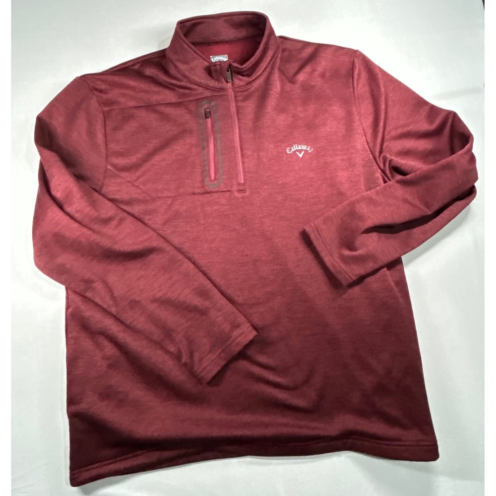 Callaway Mens XXL Burgundy Heather Quarter Zip Fleece Pullover Golf Jacket